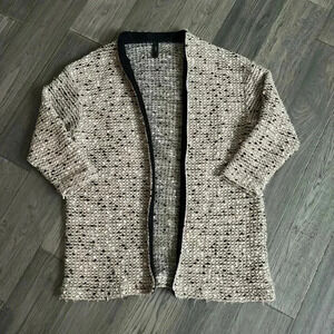 🔥Y.A.S.🔥 | Nude, black and white speckled wool blend  knit cardigan